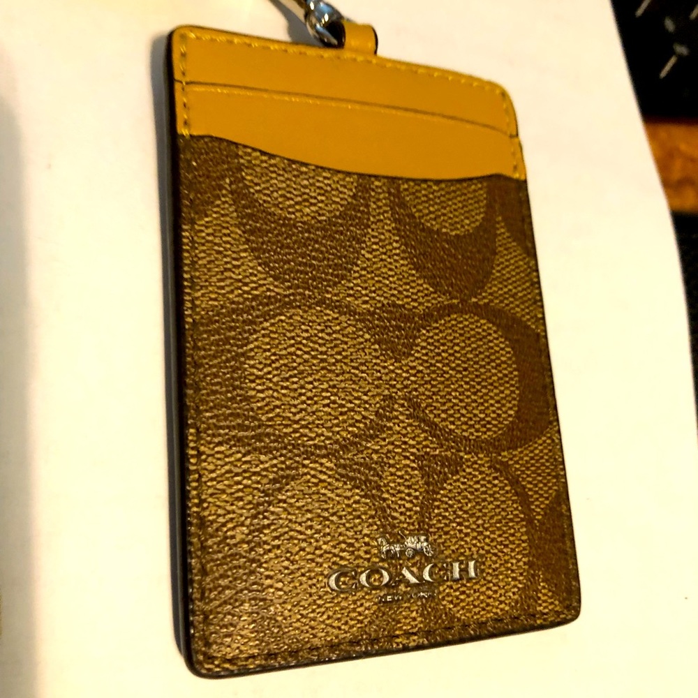 Coach Signature PVC Leather Lanyard ID Badge Holder Case